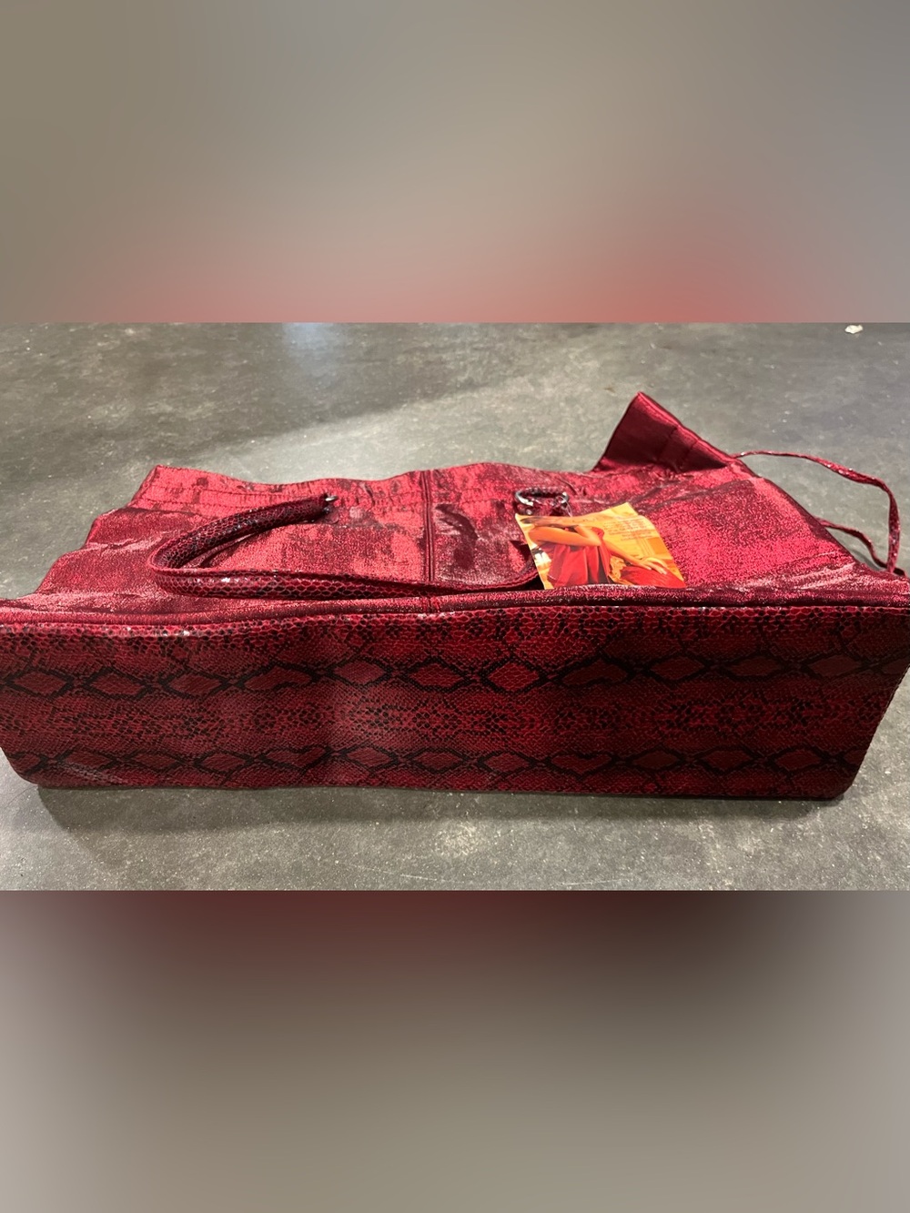 Metallic Deep Red Tote Bag for Women - Picture 7 of 9